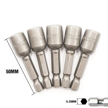 

5pcs 1/4 Inch Hex Shank Magnetic Nut Socket Bit 50mm Long Extension Bar 8mm Hex Socket Nut Driver Screwdriver Drill Bits Adapter