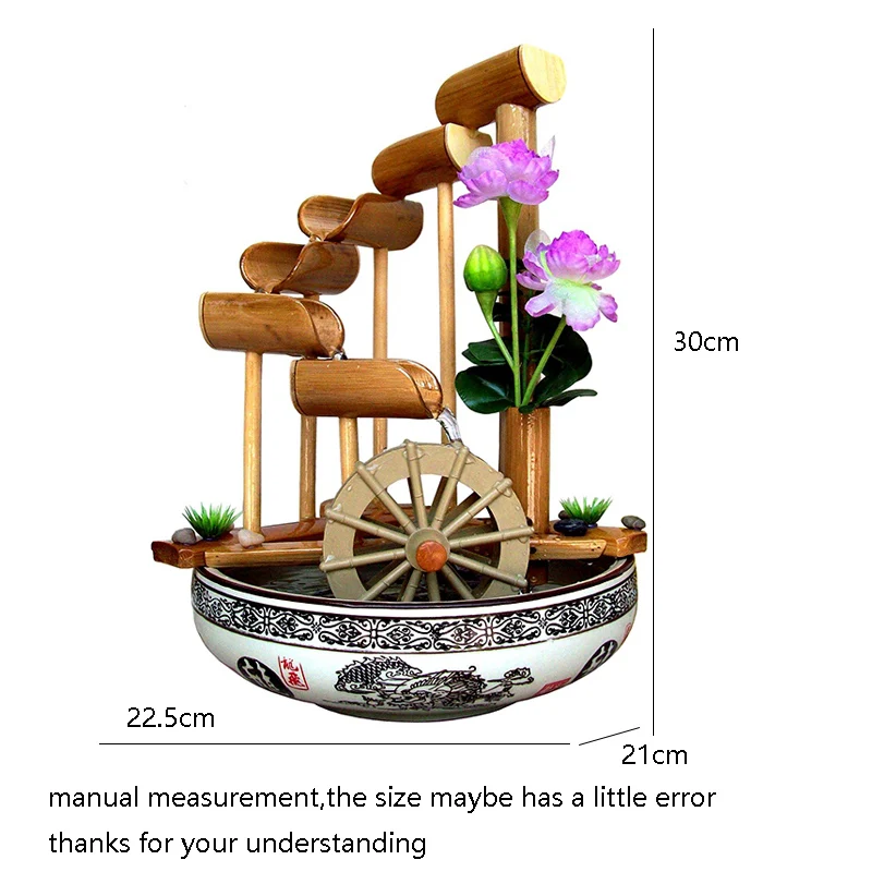 110 V-220 V творческий бамбука фонтана Feng(Лея фенг) колесо шуй Waterscape цветочный горшок маленький аквариум Керамика ремесло домашнего декора фонтан