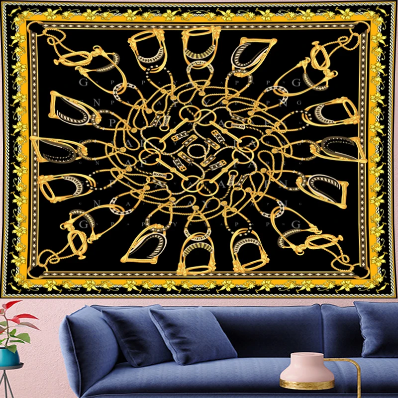 

GN.PAPAYA Court style retro Deconstruction chain Tapestry Vintage personality Tapestries Retro macrame Wall Hanging home decor