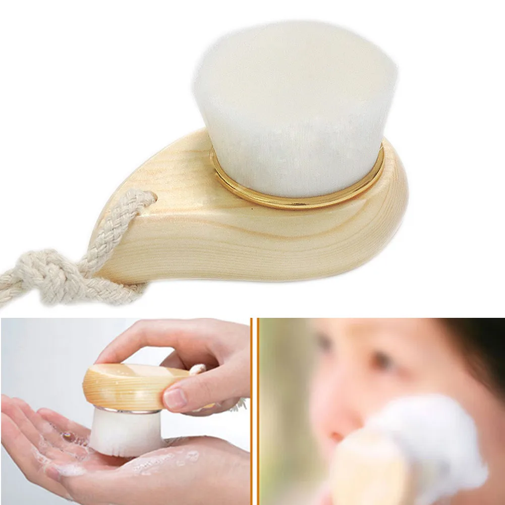 New Fashion Facial Cleaning Brush Wooden Handle Wash Deep Cleansing