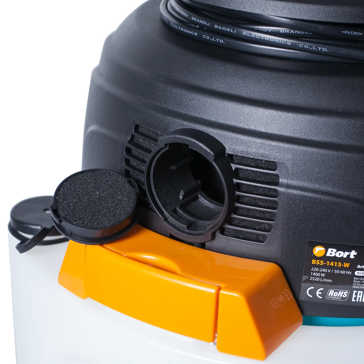 Моющий технический пылесос Bort BSS-1415-W(Мощность 1400 Вт, Распыление и сбор жидкости, электронная регулировка мощности, функция выдува, мешок из ткани для сбора мелкого мусора, HEPA фильтр