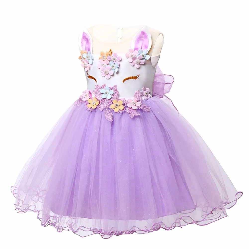 Для маленьких девочек Единорог Платье для ребенка Платье для первого дня рождения Детские вечерние платье Рождественский костюм для малышей платье принцессы для девочек
