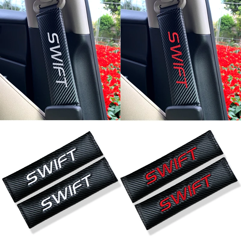 

2pcs Car Carbon fiber Seat Belt Pad Seat Cover Fit for Suzuki Swift grand vitara suzuki sx4 Automobiles Interior Accessories