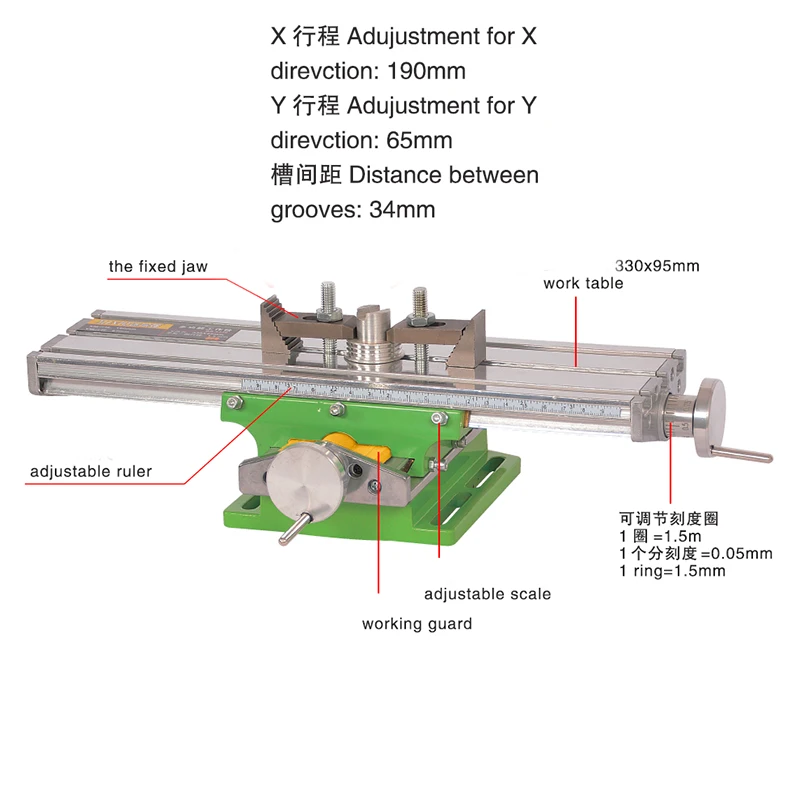 Precisão em Miniatura 6330 de Boa Qualidade Multifunções Fresadora Bancada Furadeira Vise Worktable x Y-axis Ajuste Coordenar Mesa