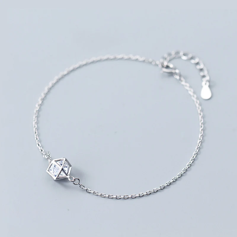 La MaxZa геометрический кристалл Установка Шарм серебро 925 Браслеты Для для женщин Минималистский 925 пробы серебряные ювелирные издели