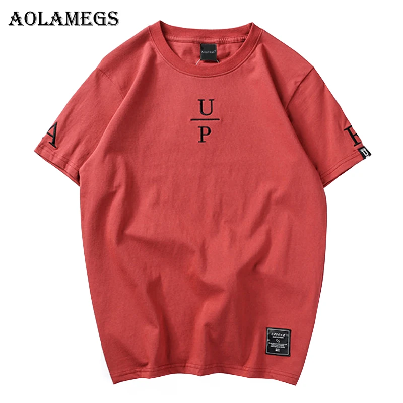 

Aolamegs T Shirt Men Simple Letter Men's Tee Shirts O-neck T Shirt Cotton Casual Streetwear T Shirts Couple Summer Fashion Tees