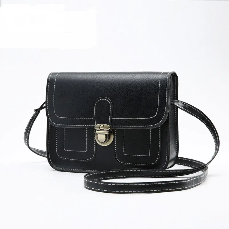 

Arsmundi Small Square Messenger Bag Leather Ladies Handbags Lock Retro Solid Women Shoulder Bag Mobile Phone Mini Bag For Gir
