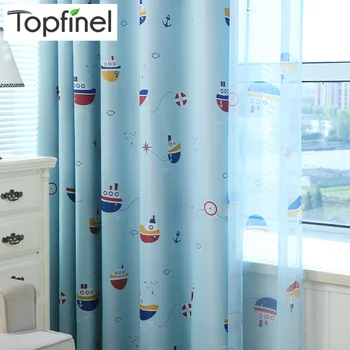 

Topfinel Ready Made Blackout Curtains For Living Room Bedroom Kids Baby Room Decorative Curtains Home Window Curtains Blue Boat