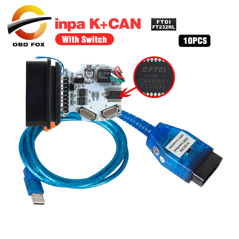 

INPA / Ediabas K+DCAN with Switched USB Interface For bmw OBD CAN Reader scanner INPA DIS SSS NCS Coding 10pcs/lot DHL free
