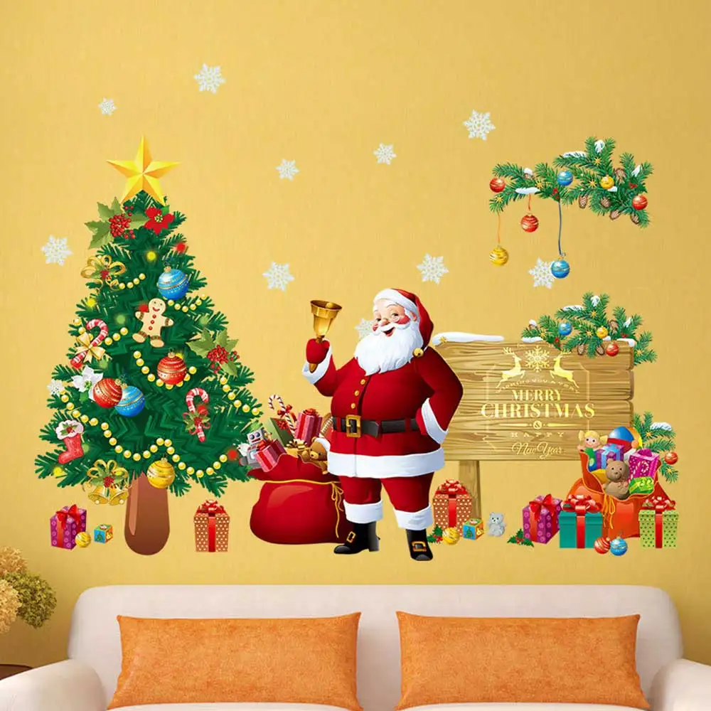 

Wall Stickers DIY Decoration Christmas Tree Santa Claus Gifts Window Wall Stickers Removable Vinyl Wall Stickers Christmas Decor