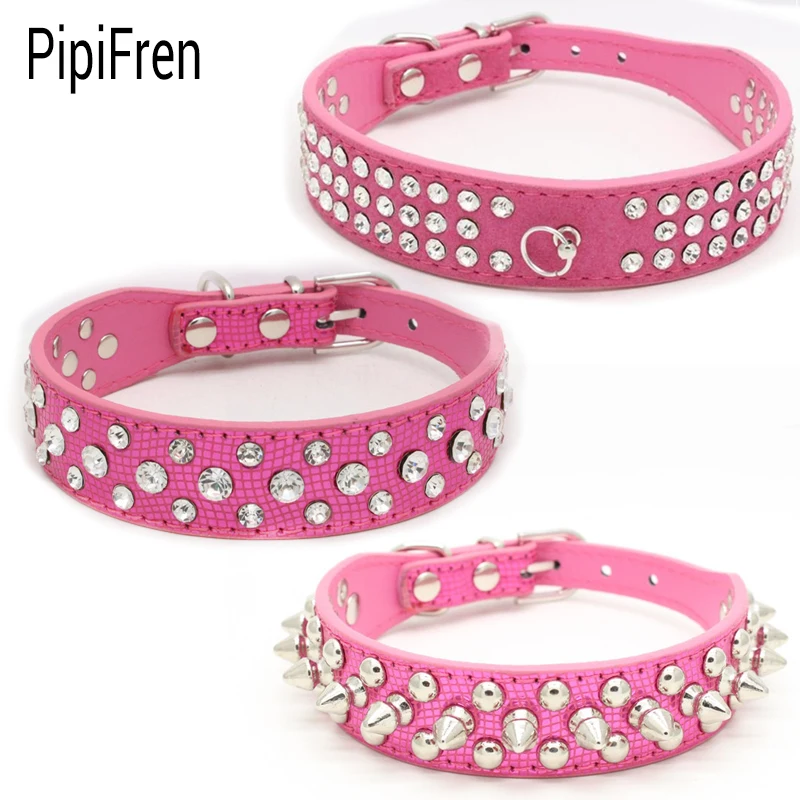 

PipiFren Small Dogs Collars Cat Accessories Spiked Rhinestone For Puppy Big Dog Collar Pet Necklace honden halsband mascotas