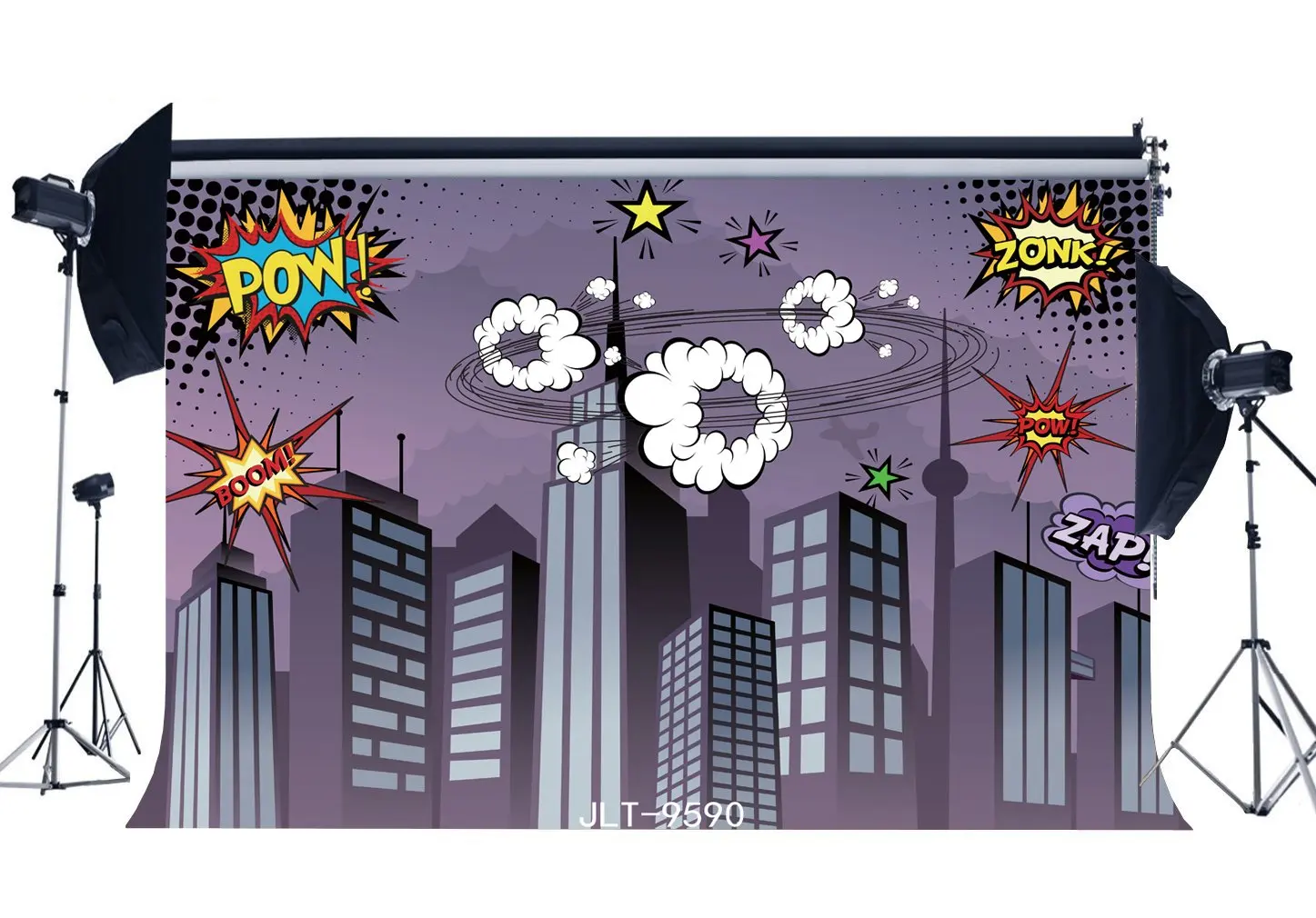 

Photography Backdrops Cartoon Super City Skyline Buliding Scene Seamless Newborn Baby Toddlers Kids Background
