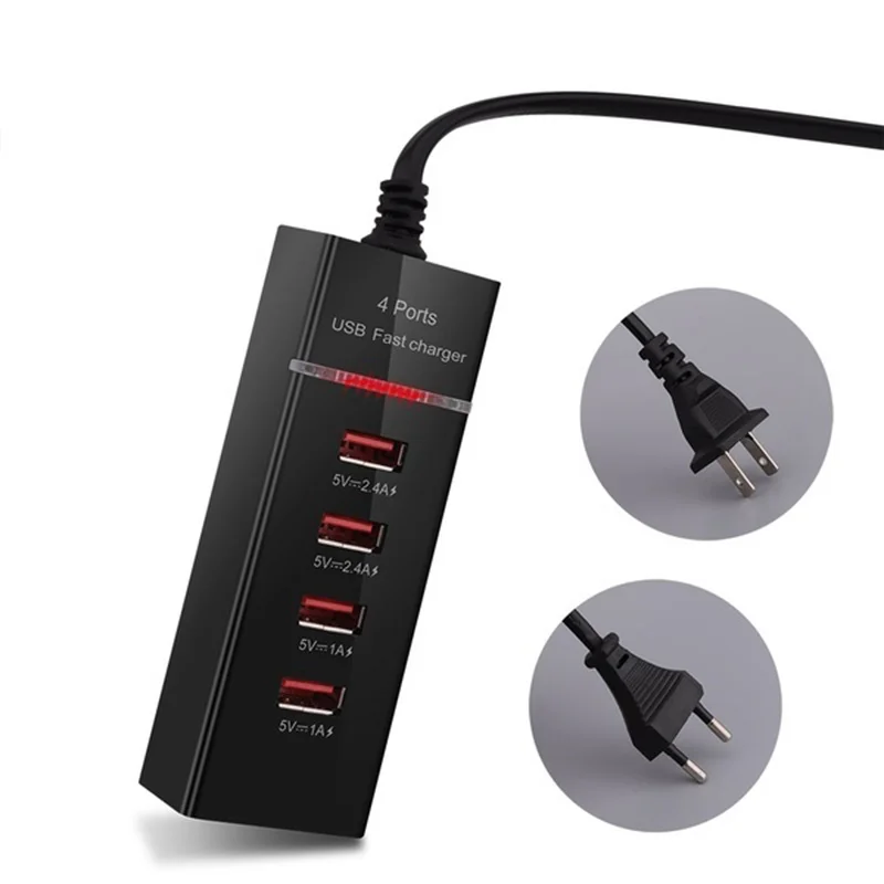 Универсальная штепсельная Вилка USB для ЕС США 4 usb порта быстрая зарядка адаптер