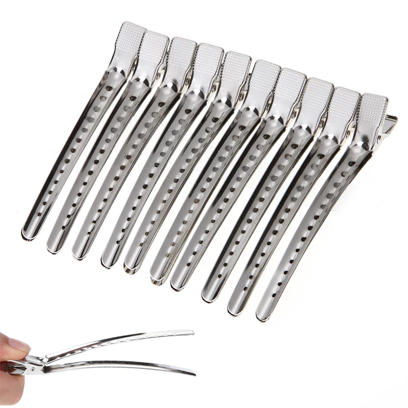 10Pcs/set Flat Metal Alligator Hair Clips Single Prong Hair