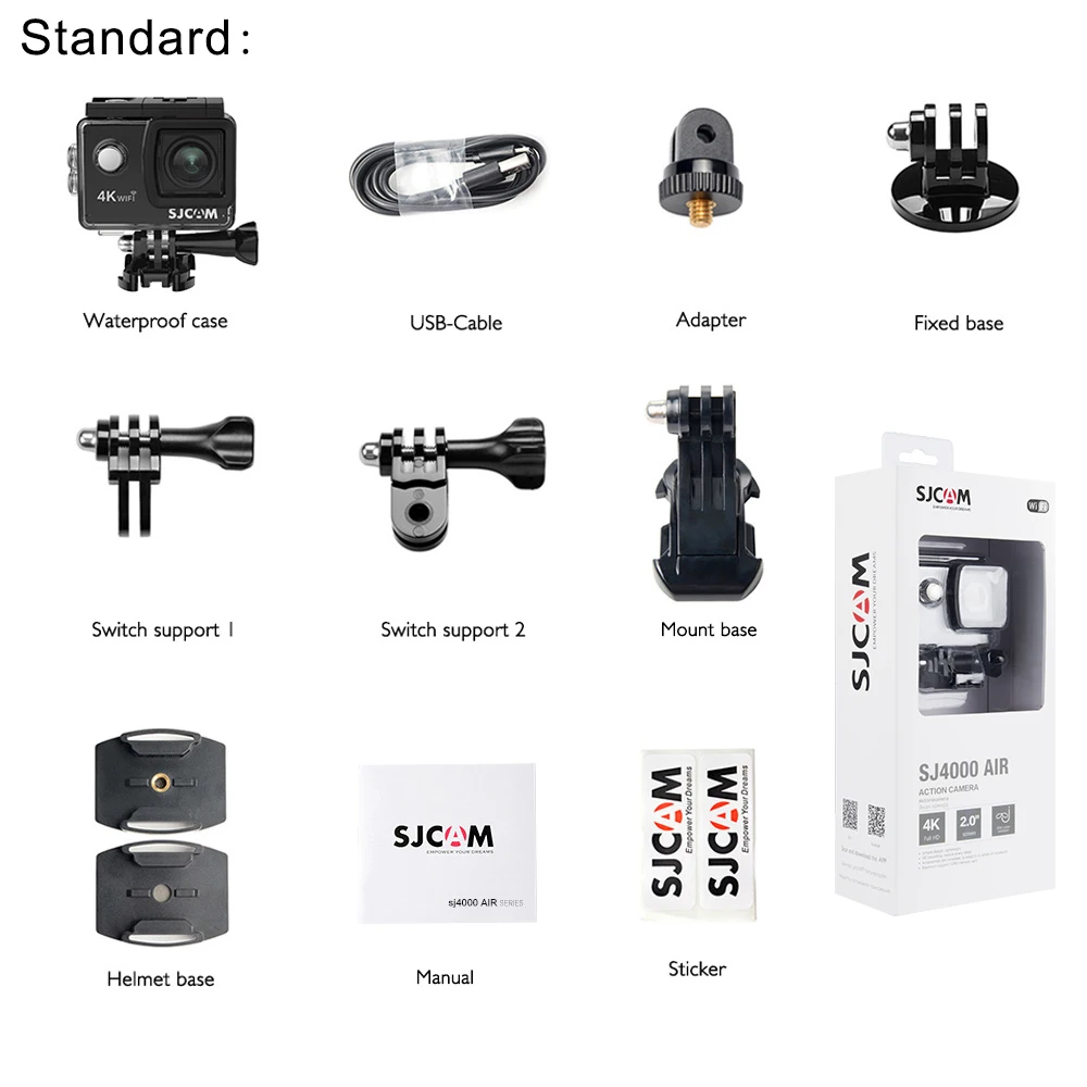Экшн камера SJCAM SJ4000 AIR 4K 30 кадров/с Wi Fi экран 2 0 дюйма|Экшн-камеры| |