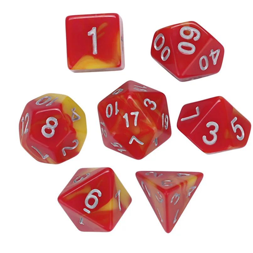 7Pcs Game Dice Party Entertainment Equipment Game Dungeons & Dragons Polyhedral D4-D20 Multi Sided Acrylic Dice #2N23 (7)