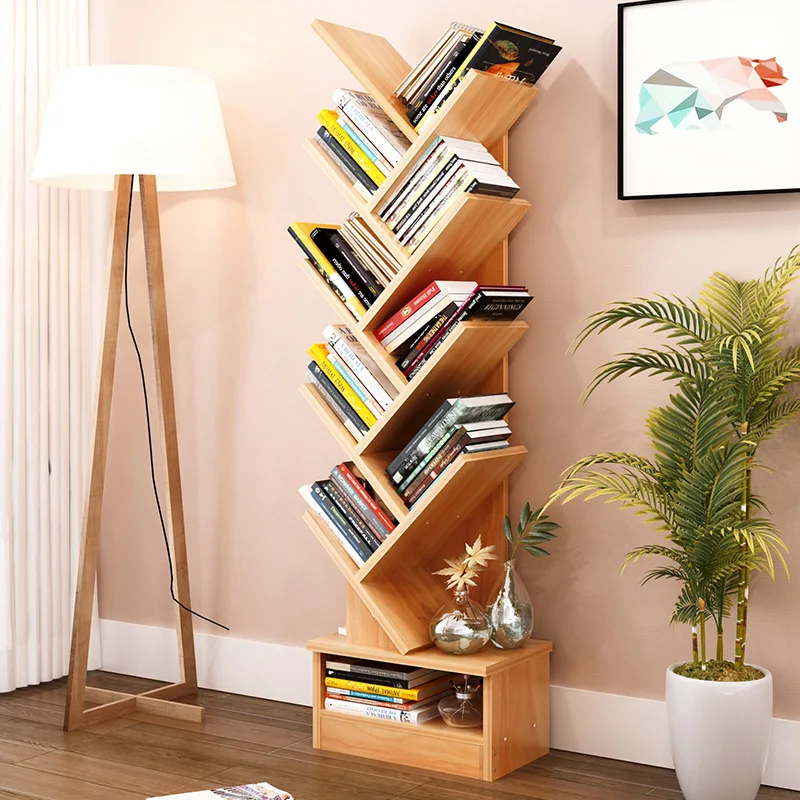 

Time-Limit!! Creative Tree Shape Storage Rack Floor Stand Bookcase Multi -lattice Storage Cabinet Abrasion Wooden Display Shelf