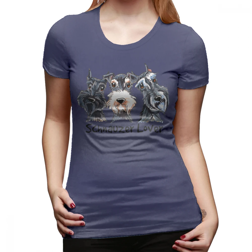Мини-Футболка со шнауцером Шнауцер Любовник футболка Повседневная 100 хлопчатобумажная женская футболка смешная Серебряная большая женская футболка с круглым вырезом - Цвет: Тёмно-синий