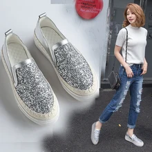 Новые толстой подошве Летняя женская обувь Серебристые Лоферы для женщин Zapatillas Mujer повседневная обувь Женские туфли-лодочки Рыбак Обувь слипоны для женщин