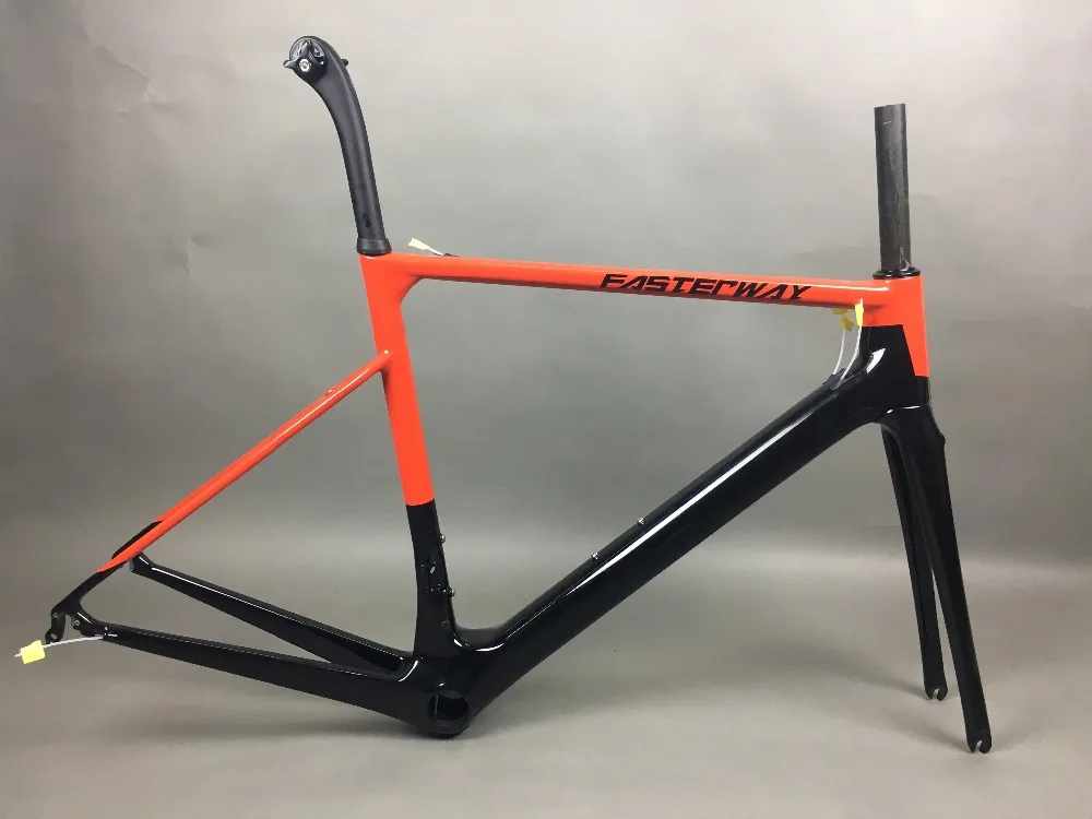 Discount 2019 design super light FASTERWAY classic carbon road frameset D Brake carbon bike frame:Frameset+Seatpost+Fork+Clamp+Headset 141