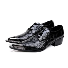 Nova Imite diamond-tipo treliça de Couro Genuíno Oxford Shoes Lace up Homens Apontou Sapatos Masculinos Sapatos de Casamento Dedos Dos Pés Dos Homens De Ferro sapatas de vestido