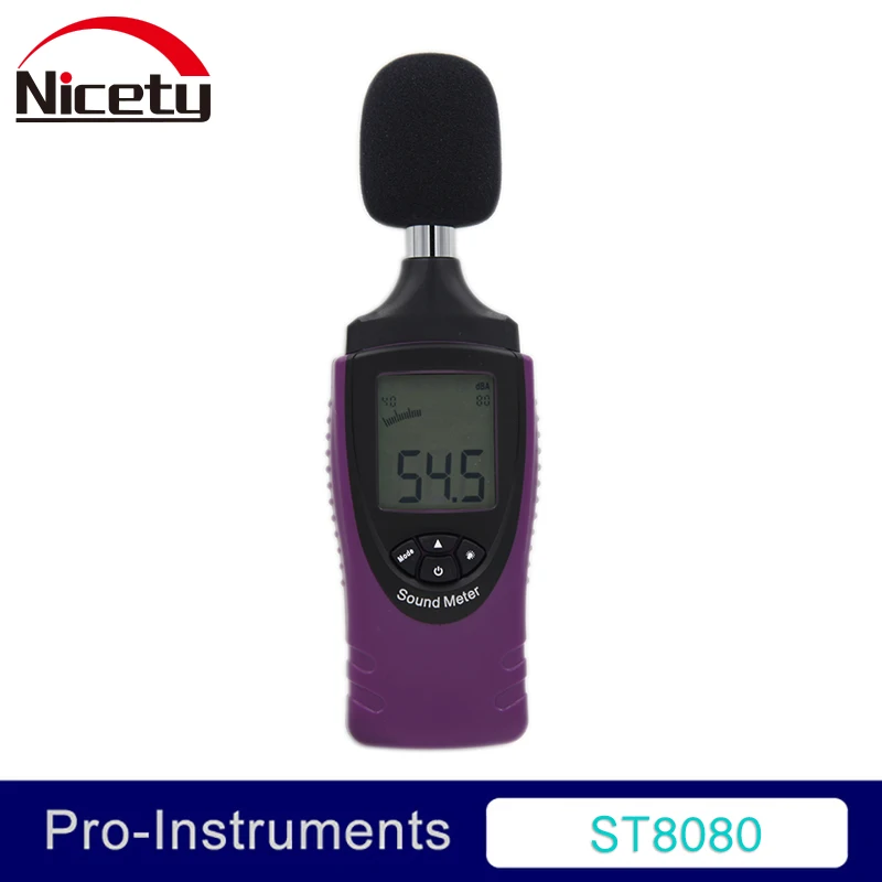 

Nicety ST8080 40-130dBA Portable Digital Sound Noise Audio Level Meter Measuring Decibel Pressure Logger Tester Monitor GR