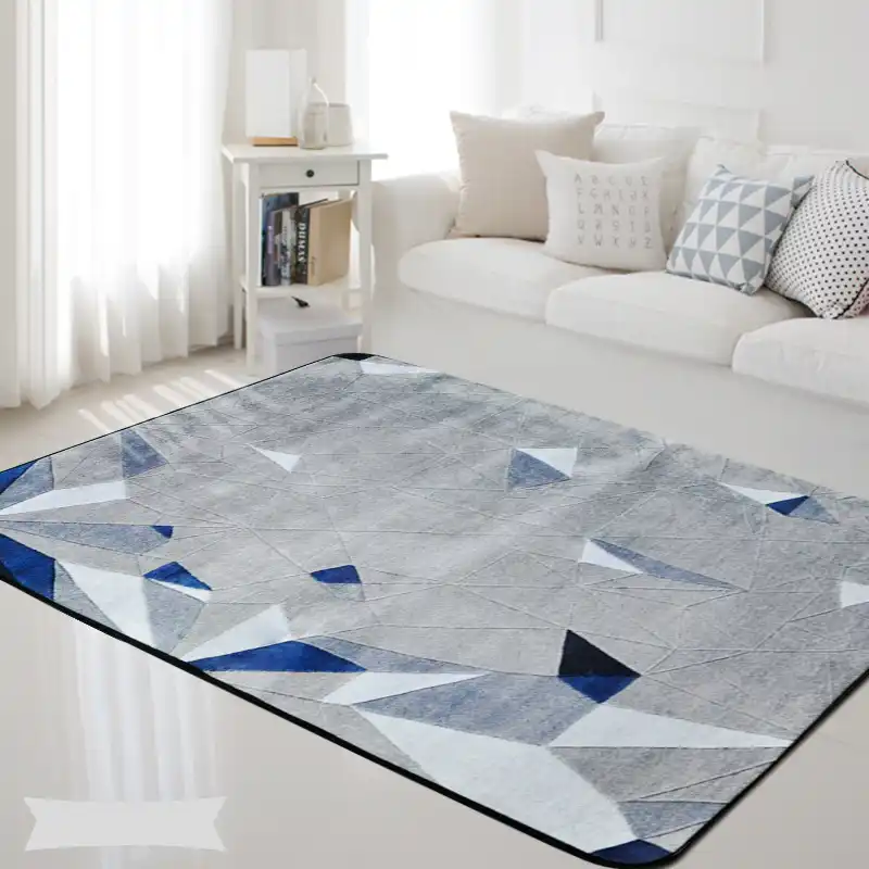 Blue Gray Yellow Black Geometric Rectangle Carpet Nordic Bedroom Rug Living Room Kids Baby Room Mat Outdoor Play Non Slip Carpet