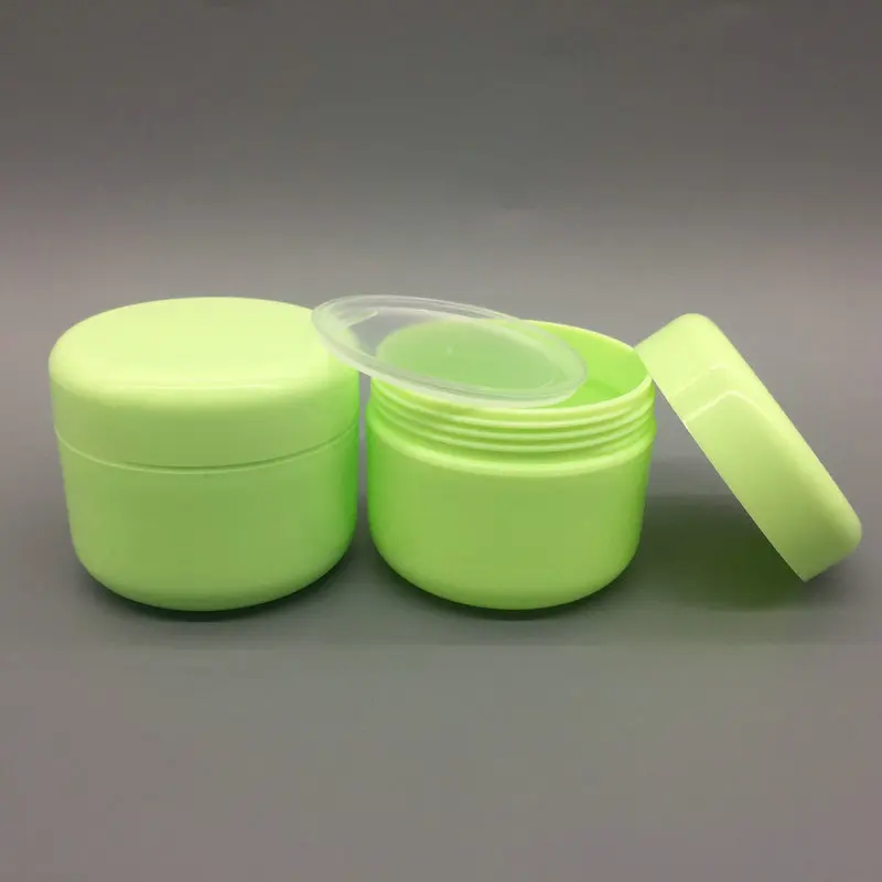 10 шт. 50 мл 50 г PP пластиковые белые цветные баночки для лица, маленькие пустые косметические контейнеры для пудры, косметический образец горшки - Цвет: green
