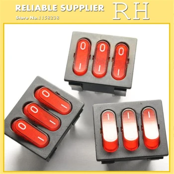 

10PCS/lot KCD4 Triple 9-pin rocker switch 15A/250V