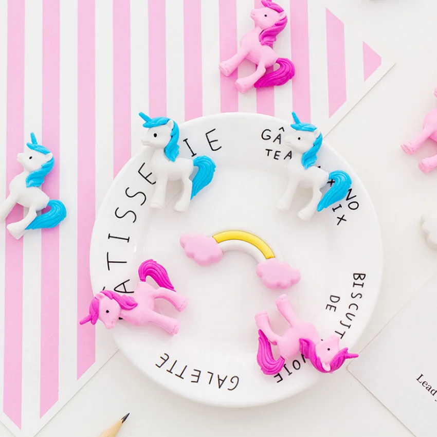 

3pcs/set Creative One Card Two Unicorn And One Rainbow Eraser For Kid Gifts And Students School Using