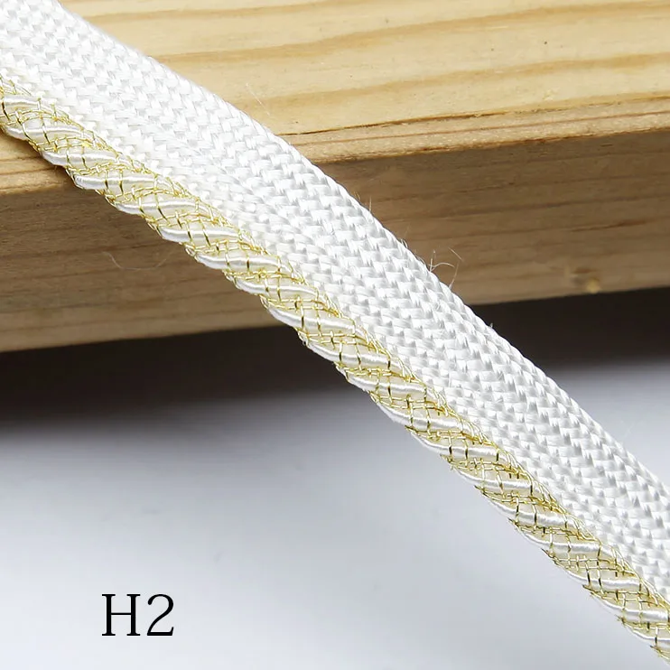 10 yards/lot White multi-style with gold wire braided ribbon rope gold edging flange trim accessories DN487