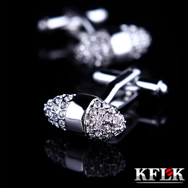 Luxury Silver Rhinestone Cufflinks 1