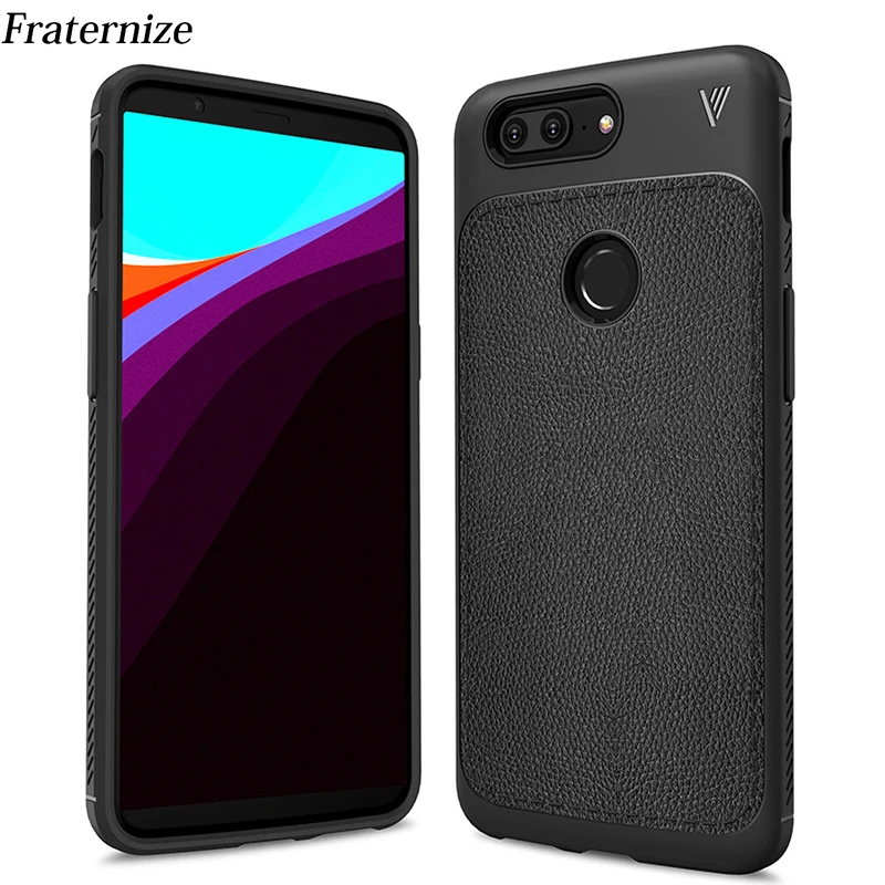 

Oneplus 5T shockproof Case Luxury Litchi Grain Leather Soft TPU Silicone Back Cover For One plus 5T A5010 Phone Protective Cases