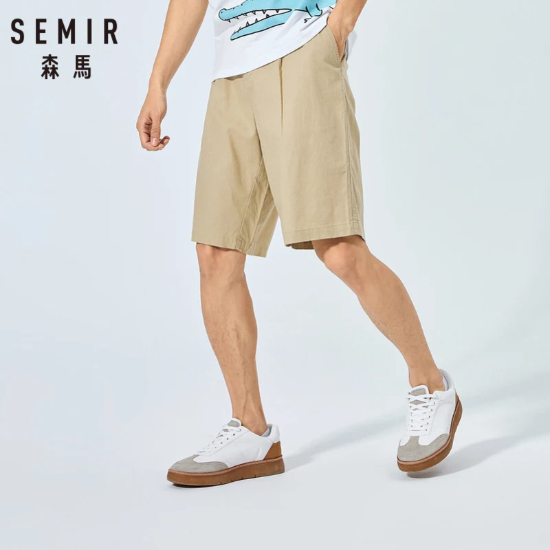 Мужские повседневные шорты SEMIR однотонные дышащие из хлопка и льна пляжные в
