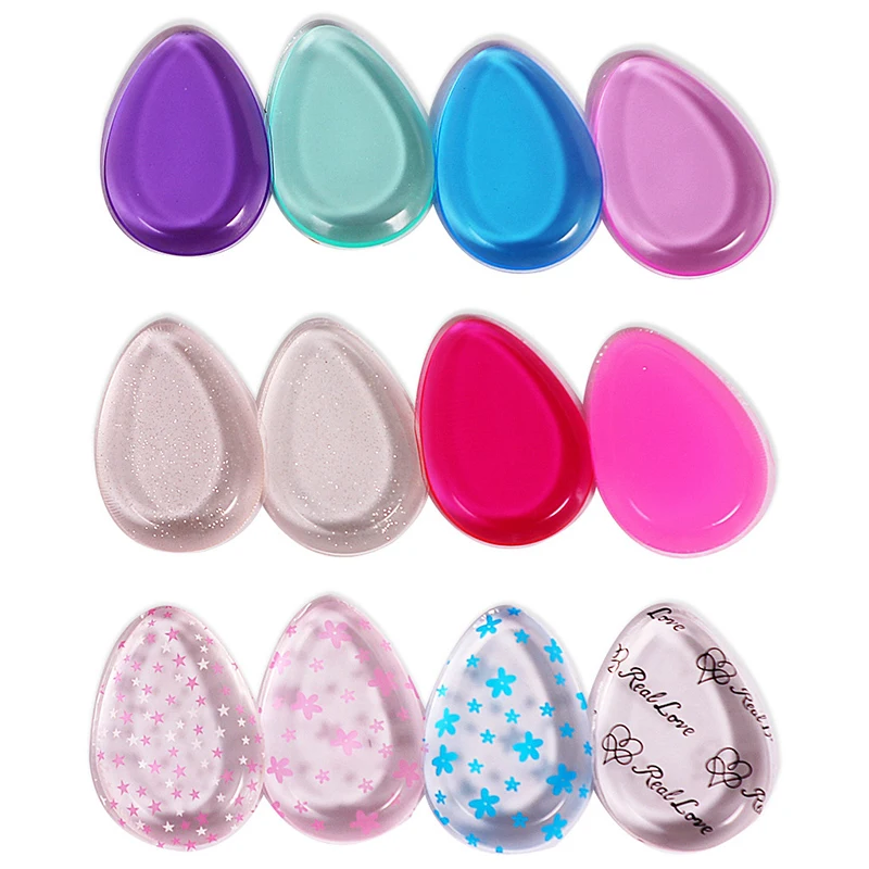 10pcs Jelly Powder Puff Waterdrop Shape Silicone Puff Gel Sponge for