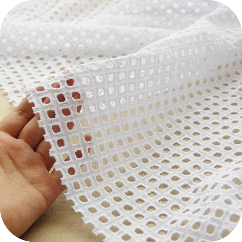 

Pure cotton plaid hollow embroidery cloth, cotton lace, pastoral embroidery DIY handmade skirt recommended