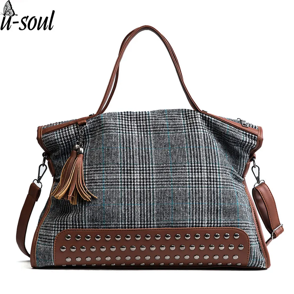Buy bag women large handbag female new wool and pu