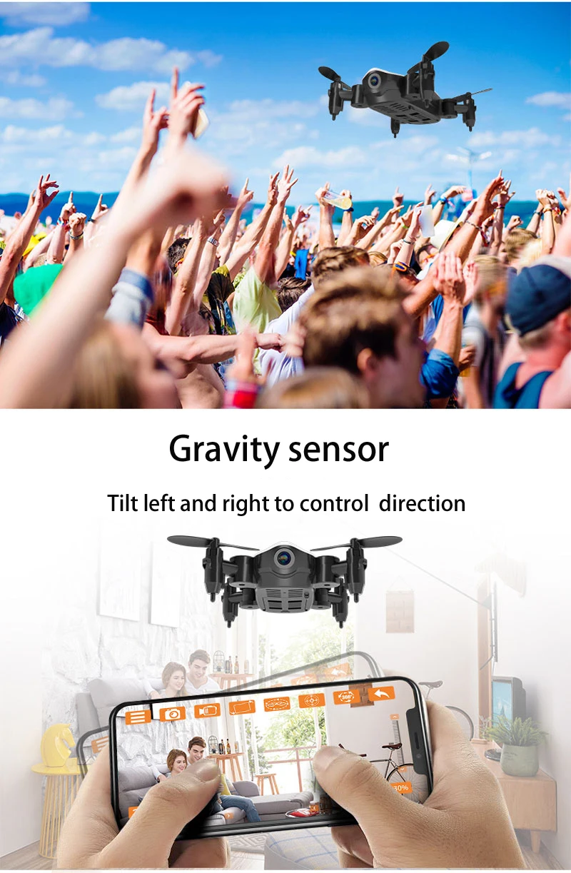 Teeggi T10 Mini Drone with Camera HD Foldable WiFi FPV RC Quadcopter Headless Mode Altitude Hold VS S9 Micro Pocket Selfie Dron