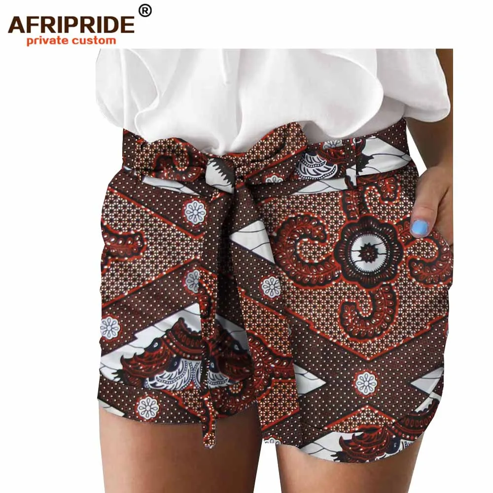 Последние африканские летние шорты с принтом для женщин AFRIPRIDE, изготовленные на заказ, хлопок, повседневные женские шорты с поясом A1821005 - Цвет: 390J