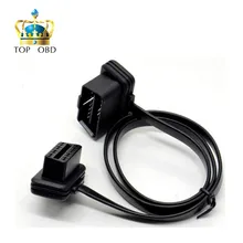 100cm 60cm 30cm plana + fina como o macarronete obd 2 obd2 16 pinos elm327 macho ao cabo fêmea duplo do conector da extensão do cotovelo do divisor y
