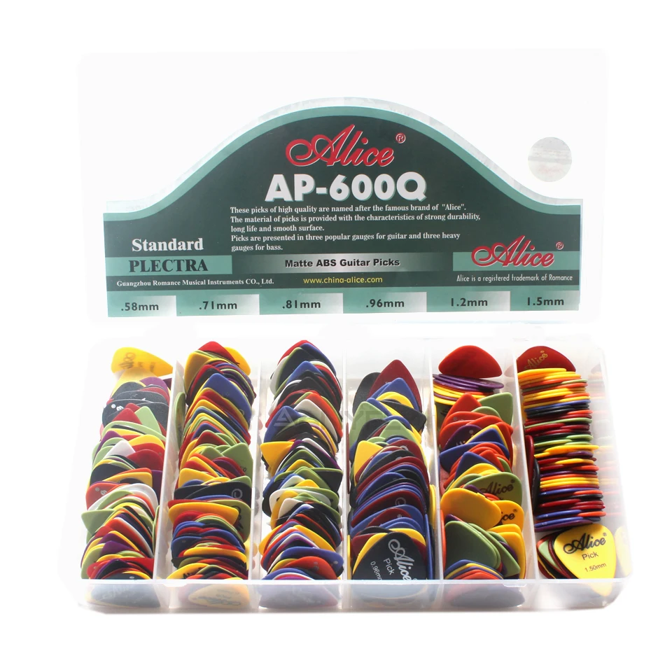 US $23.24 600pcs Alice AP600Q Acoustic Electric Guitar Picks Matte ABS Antiskid Plectrum Picks Assorted Color and Thickness Wholesale