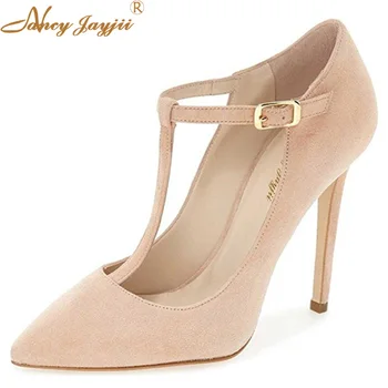 

Natural Black T-Strap Soft Womens Handmade Leather Pumps Poined Toe Ladies Shoes Dress Casual Rubber Autumn Shoes zapatos