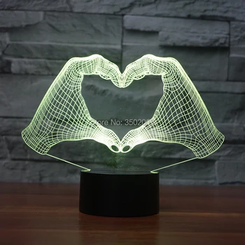 

Creative hand heart shape night light 7 Changing Colors LED Lamp as a holiday gift or room night lighting
