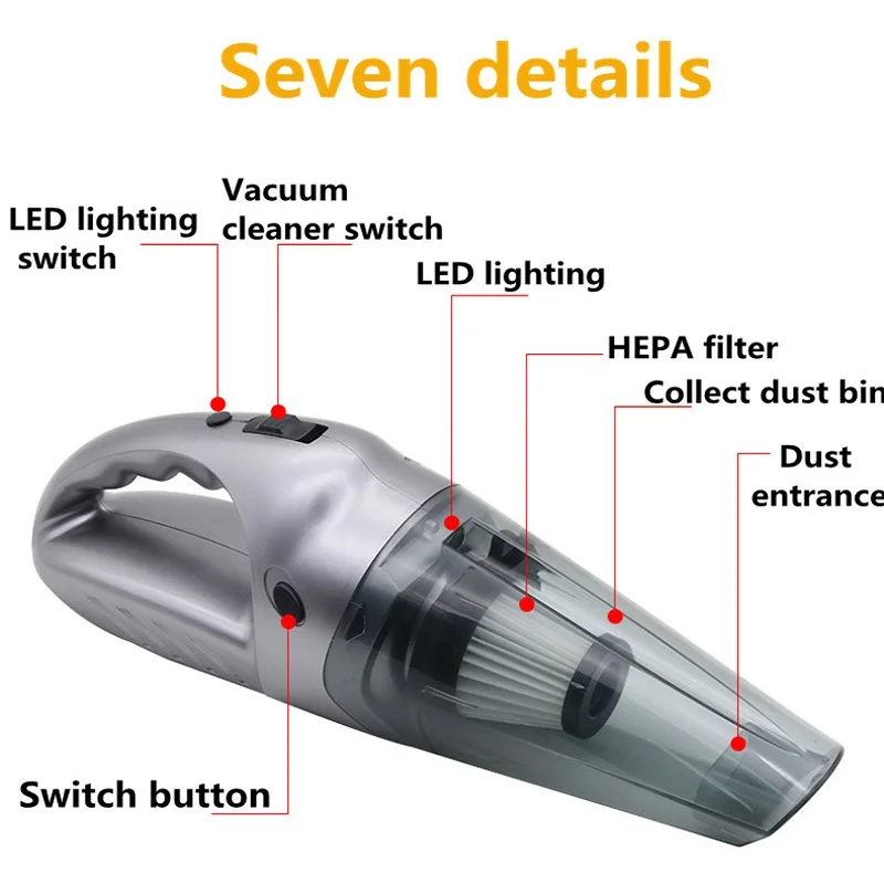 Автомобильный пылесос для домашнего использования, пылеуловитель для Сухой Влажной пыли, грязи, беспроводной ручной пылесборник, портативная Вакуумная уборочная машина
