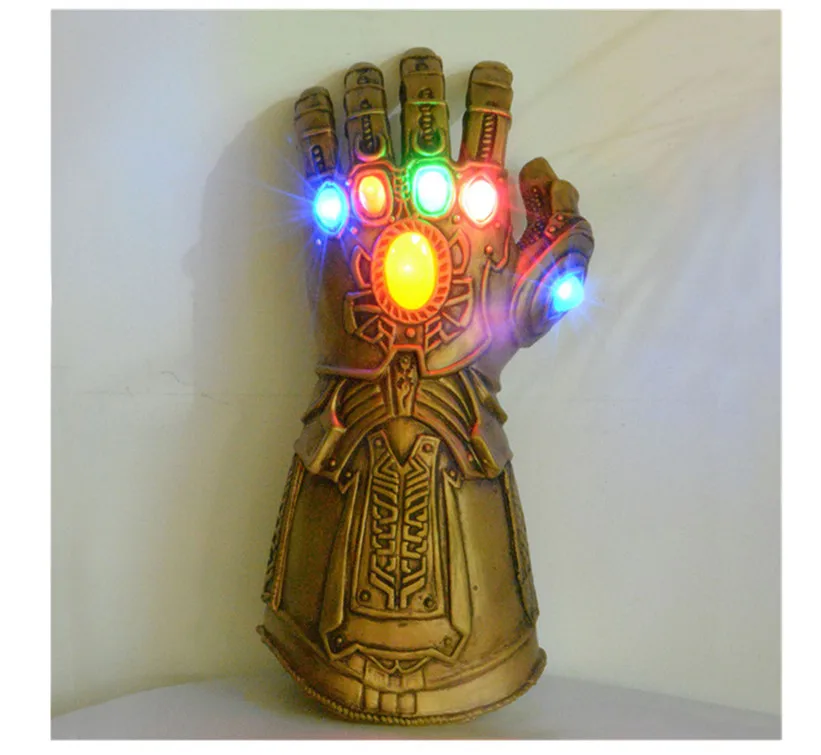 

New Thanos Infinity Gauntlet War Cosplay Superhero Avengers LED Light Up Flash Led Latex Glove Halloween Party Thanos Hand Prop