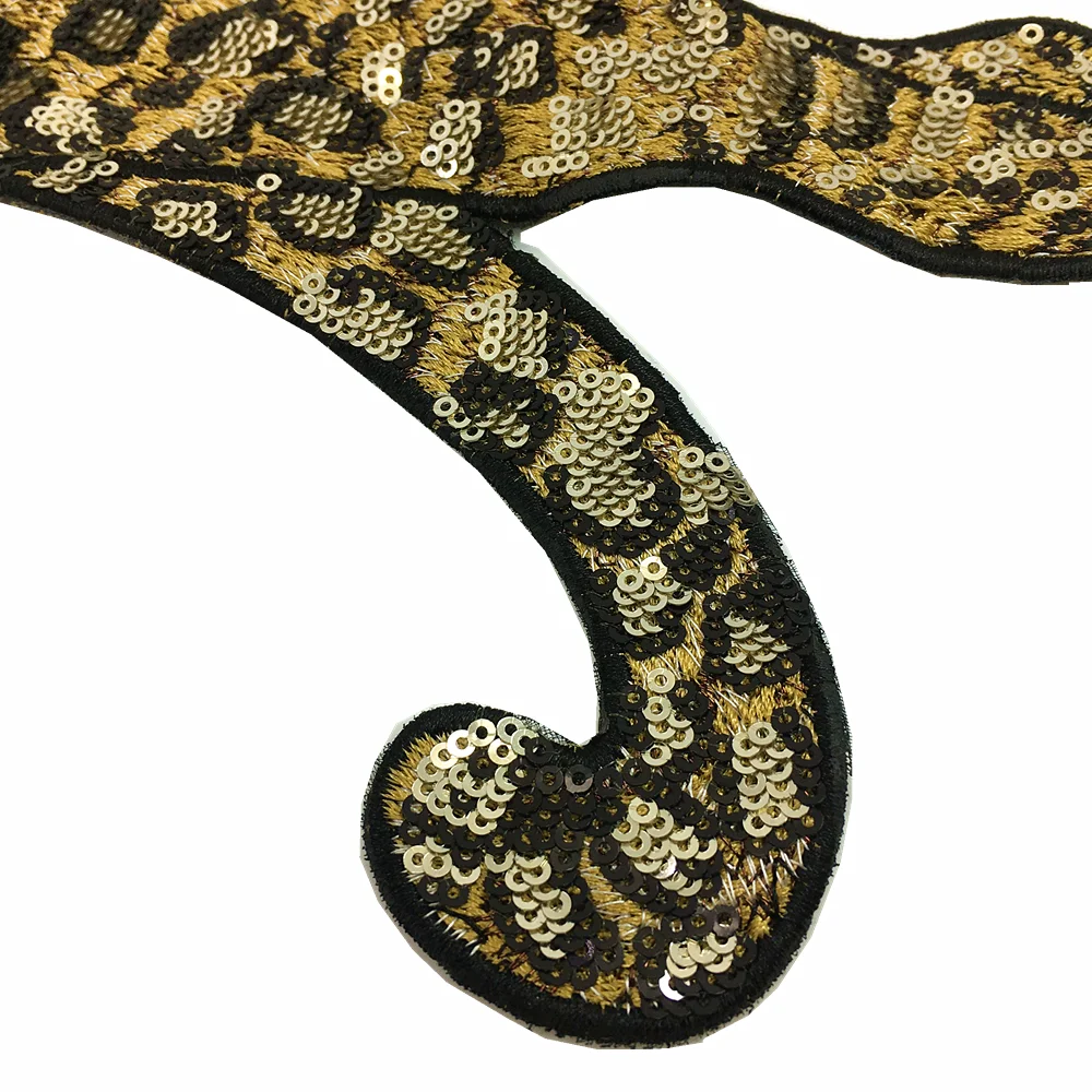 2 шт. леопардовая вышитая бисером нашивка пришивная аппликация с блестками аппликация с животными вышитые нашивки для одежды Parches Ropa AC1472