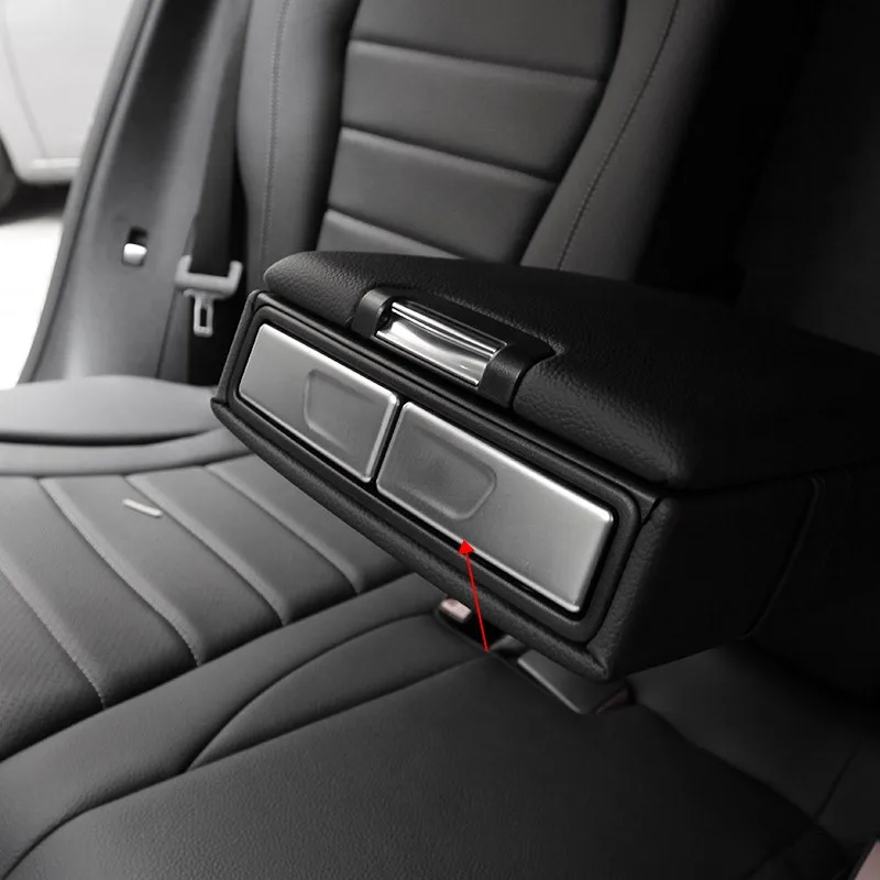 2pcs the rear armrest box cup holder panel sticker cover for Mercedes