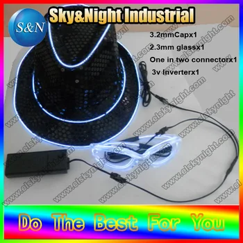 

Flexible Neon white el cap + el glasses combine one inverter( steady on/flashing/off)+free shipping