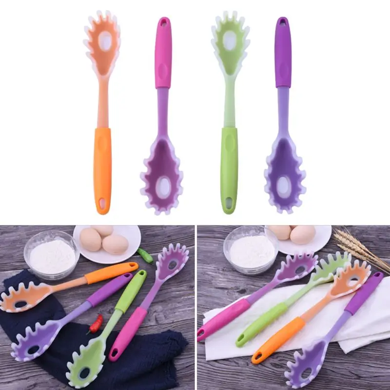 

Practical Silicone Plastic Handle Spaghetti Pasta Noodle Spoon Scoop Colander Kitchen Cooking Gadget Tools