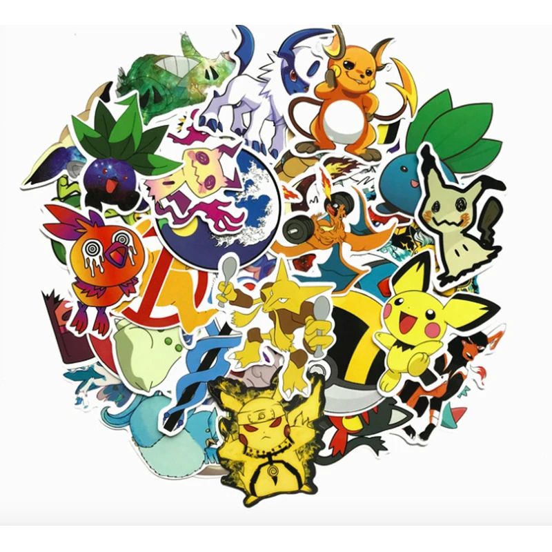 

45pcs/set Game Pokemon Go Pikachu Sticker Cosplay Prop Accessories Bulbasaur PVC Decal Waterproof Cartoon Collect Stickers